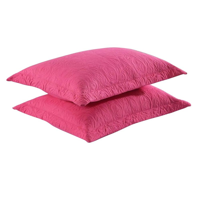 MarCielo 2-Piece Embroidered Pillow Shams, King Decorative Microfiber Pillow Covers Set, King Size (Hot Pink) - Image 5